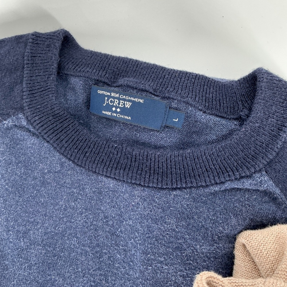 J.Crew Gap Sweater Bundle Mens Size Large Cotton Cashmere Navy Tan Grey Stripe - Picture 3 of 14